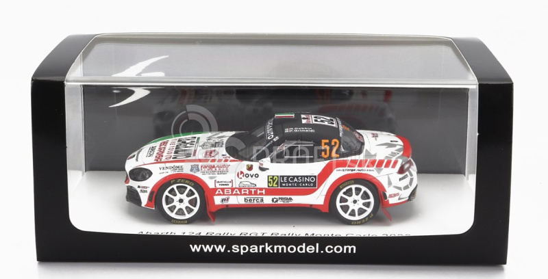 Spark-model Fiat 124 Rally Rgt N 52 Rally Montecarlo 2022 Rbbin - F.grimaldi 1:43 Biela červená čierna