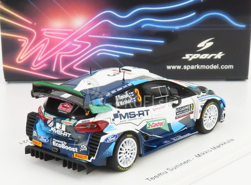 Spark-model Ford england Fiesta Wrt Team Wrcm Sport N 3 Rally Montecarlo 2021 T.suninen - M.markkula 1:43 Biela Modrá Zelená