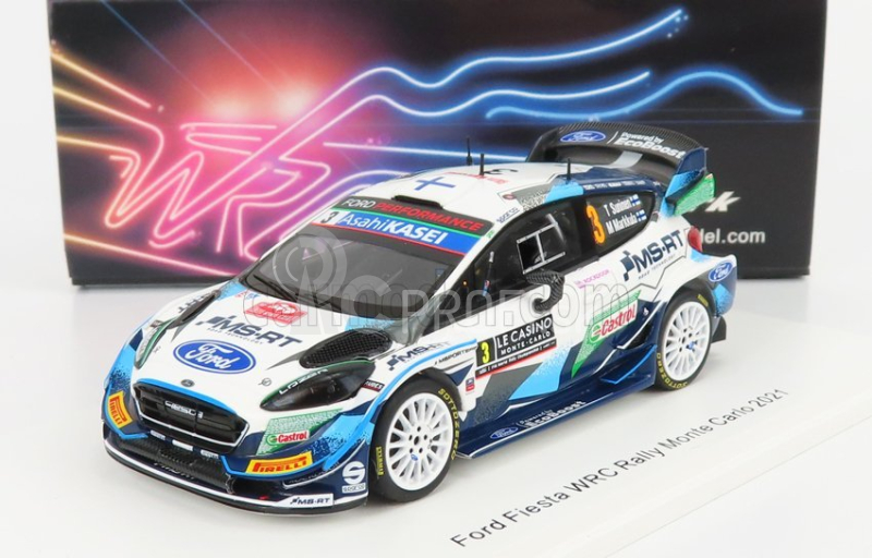 Spark-model Ford england Fiesta Wrt Team Wrcm Sport N 3 Rally Montecarlo 2021 T.suninen - M.markkula 1:43 Biela Modrá Zelená