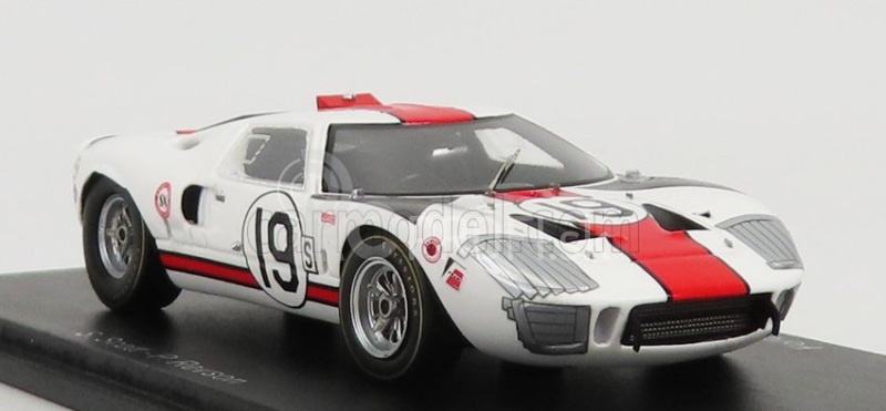 Spark-model Ford usa Gt40 Mkiv 7.0l V8 N 19 3. 12h Sebring 1966 S.scott - P.revson 1:43 Biela červená sivá