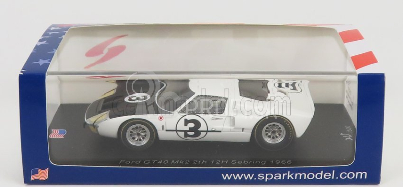 Spark-model Ford usa Gt40 Mkiv 7.0l V8 N 3 12h Sebring 1966 W.hansgen - M.donohue 1:43 Biela Čierna