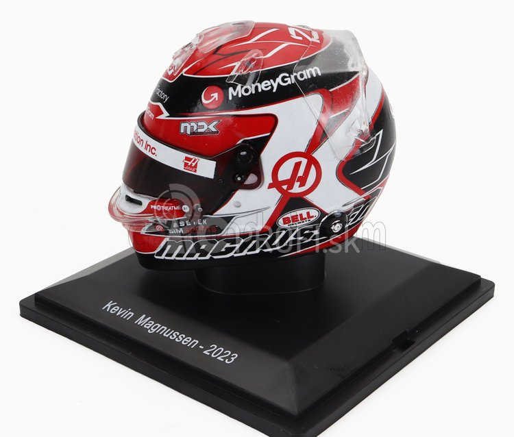 Spark-model helma Bell F1 Casco Helma Haas Fw23 Team Moneygram Haas N 20 Sezóna 2023 Kevin Magnussen 1:5 Červená biela čierna