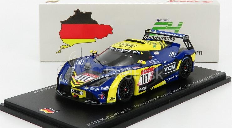 Spark-model KTM X-bow Gt4 N 111 Team Teichmann Racing 24h Nurburgring 2019 L.kraihamer - R.kofler - Maximilian - M.ronnefarth 1:43 Modrá Žltá Čierna