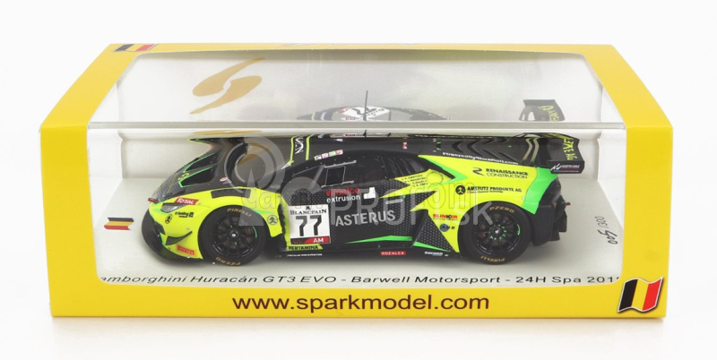 Spark-model Lamborghini Huracan Gt3 Evo Team Barwell Motorsport N 77 24h Spa 2019 A.amstutz - L.machitski - R.abra - P.kujala 1:43 Black Yellow