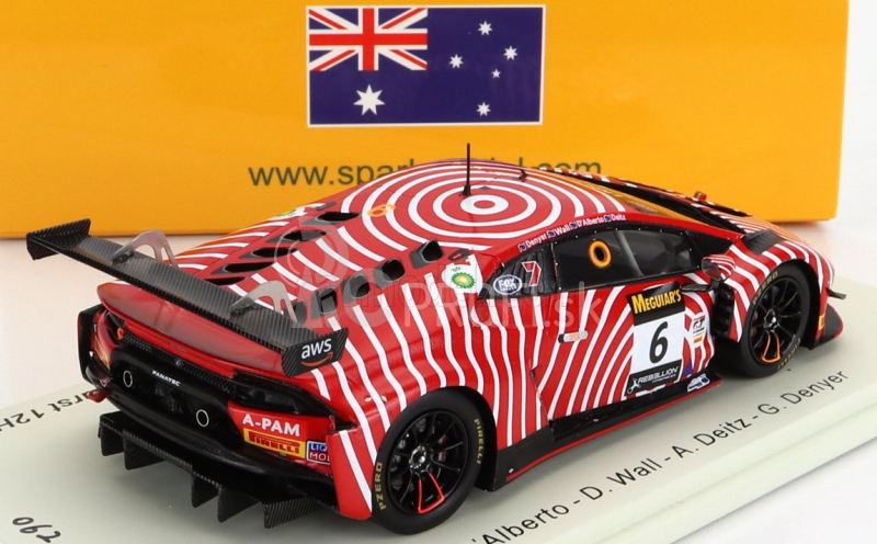 Spark-model Lamborghini Huracan Gt3 Evo Team Wall Racing N 6 5. 12h Bathurst 2022 T.d'alberto - D.wall - A.deitz - G.denyer 1:43 Červená biela