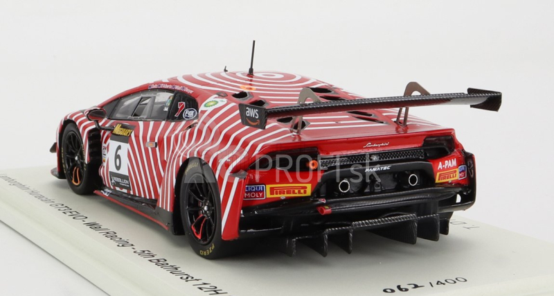 Spark-model Lamborghini Huracan Gt3 Evo Team Wall Racing N 6 5. 12h Bathurst 2022 T.d'alberto - D.wall - A.deitz - G.denyer 1:43 Červená biela