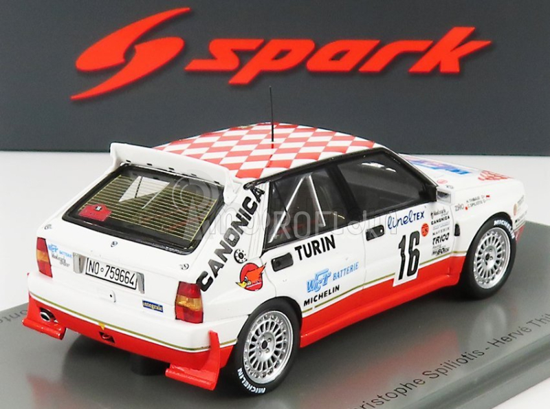 Spark-model Lancia Delta Hf Integrale Evo Canonica N 16 Winner Group N Rally Montecarlo 1993 C.spiliotis - H.thibaud 1:43 Biela červená