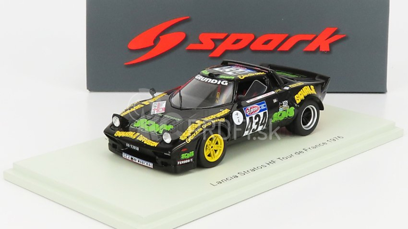 Spark-model Lancia Stratos Hf N 434 Rally Tour De France 1976 B.saby - F.conconi 1:43 Black Yellow