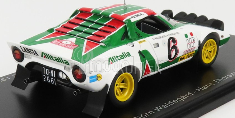 Spark-model Lancia Stratos Hf Team Alitalia (nočná verzia) N 6 2nd Rally Montecarlo 1976 Bjorn Waldegaard - Hans Thorszelius 1:43 Biela zelená červená