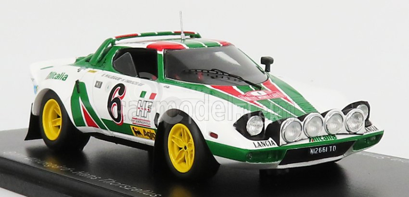 Spark-model Lancia Stratos Hf Team Alitalia (nočná verzia) N 6 2nd Rally Montecarlo 1976 Bjorn Waldegaard - Hans Thorszelius 1:43 Biela zelená červená