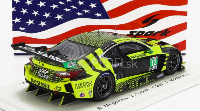 Spark-model Lexus Rc F Gt3 Team Aim Vasser Sullivan N 12 24h Daytona 2021 R.megennis - Z.veach - T.bell - F.montecalvo 1:43 Black Yellow