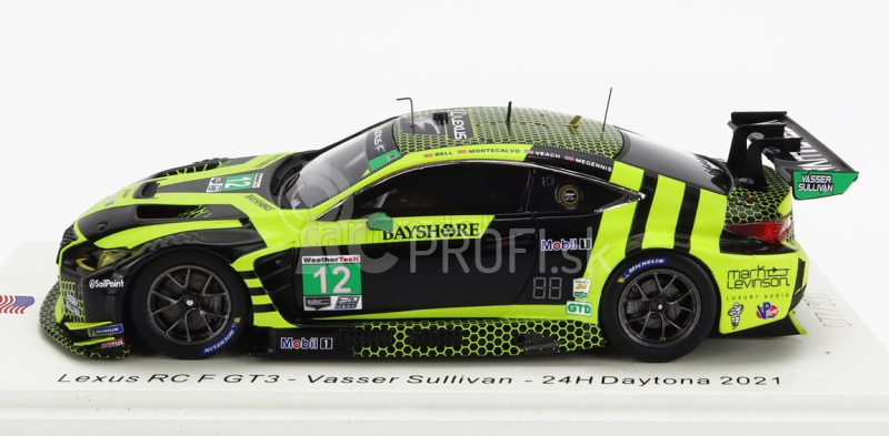 Spark-model Lexus Rc F Gt3 Team Aim Vasser Sullivan N 12 24h Daytona 2021 R.megennis - Z.veach - T.bell - F.montecalvo 1:43 Black Yellow