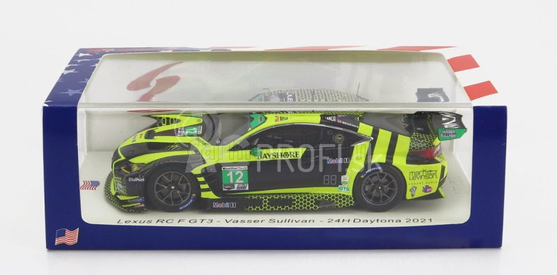 Spark-model Lexus Rc F Gt3 Team Aim Vasser Sullivan N 12 24h Daytona 2021 R.megennis - Z.veach - T.bell - F.montecalvo 1:43 Black Yellow