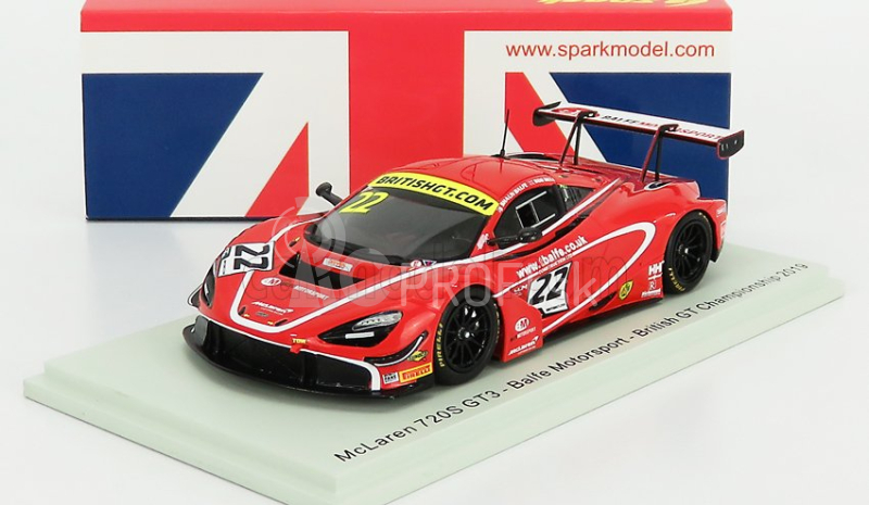 Spark-model Mclaren 720s Gt3 Team Balfe Motorsport N 22 British Gp Championship 2019 S.balfe - R.bell 1:43 Červená biela