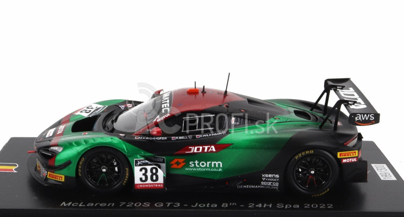 Spark-model Mclaren 720s Gt3 Team Jota N 38 24h Spa 2022 M.kirchhofer - O.wilkinson - R.bell 1:43 zelená čierna červená