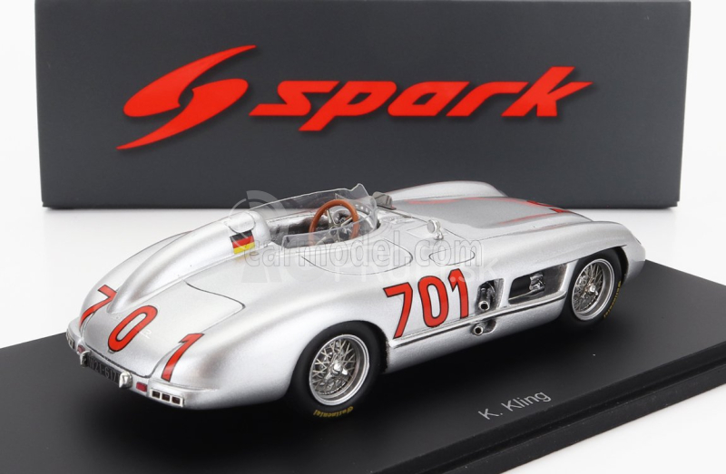 Spark-model Mercedes benz 300 Slr 3.0l S8 Team Daimler-benz Ag N 701 Mille Miglia 1955 K.kling 1:43 Strieborná