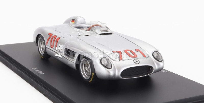 Spark-model Mercedes benz 300 Slr 3.0l S8 Team Daimler-benz Ag N 701 Mille Miglia 1955 K.kling 1:43 Strieborná