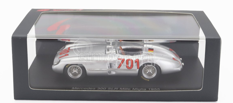 Spark-model Mercedes benz 300 Slr 3.0l S8 Team Daimler-benz Ag N 701 Mille Miglia 1955 K.kling 1:43 Strieborná