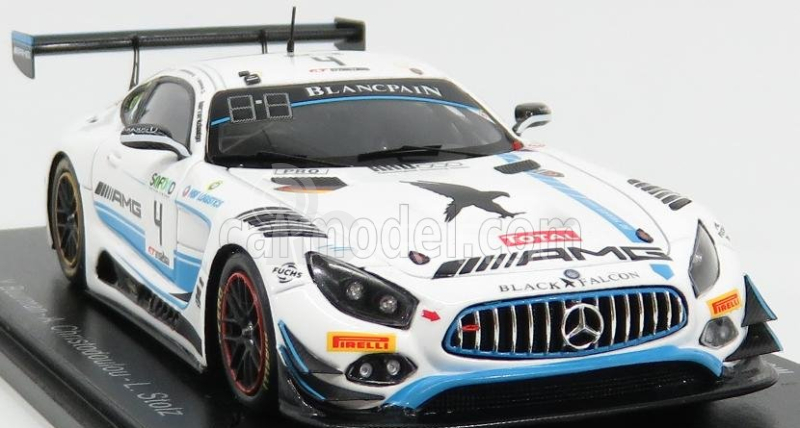 Spark-model Mercedes benz Gt-s Amg Gt3 Team Black Falcon N 4 8. 24h Spa 2017 L.stolz - A.christodoulou - Y.buurman 1:43 Biela