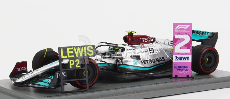 Spark-model Mercedes gp F1 W13e Team Mercedes-amg Petronas F1 N 44 2nd Brazilian Gp 2022 Lewis Hamilton 1:43 Silver Green