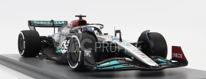 Spark-model Mercedes gp F1 W13e Team Mercedes-amg Petronas F1 N 63 4th Belgium Gp 2022 George Russel - Con Vetrina - S vitrínou 1:18 Silver Green