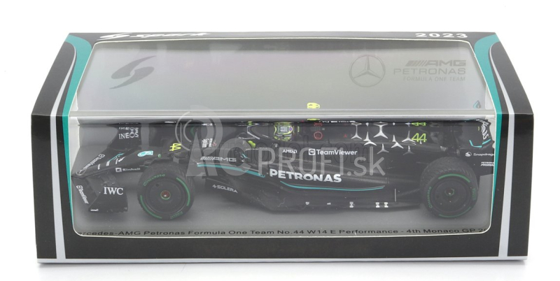 Spark-model Mercedes gp F1 W14 Team Mercedes-amg Petronas Formula One N 44 4. Monaco Gp 2023 Lewis Hamilton 1:43 Matt Black