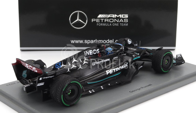 Spark-model Mercedes gp F1 W14 Team Mercedes-amg Petronas Formula One N 63 5th Monaco Gp 2023 George Russel 1:43 Matt Black