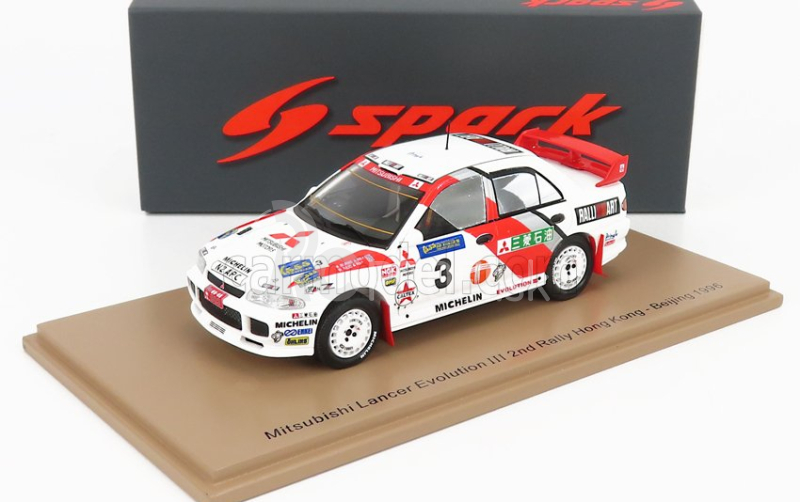 Spark-model Mitsubishi Lancer Evolution Iii N 3 2nd Rally Beijing Hong Kong 1996 R.burns - R.reid 1:43 Biela červená