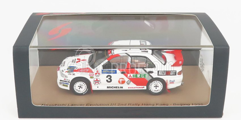 Spark-model Mitsubishi Lancer Evolution Iii N 3 2nd Rally Beijing Hong Kong 1996 R.burns - R.reid 1:43 Biela červená