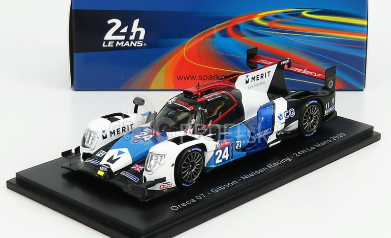 Spark-model Oreca 07 Gibson 4.2l V8 Team Nielsen Racing N 24 24h Le Mans 2020 G.grist - A.kapadia - A.wells 1:43 Modrá červená biela