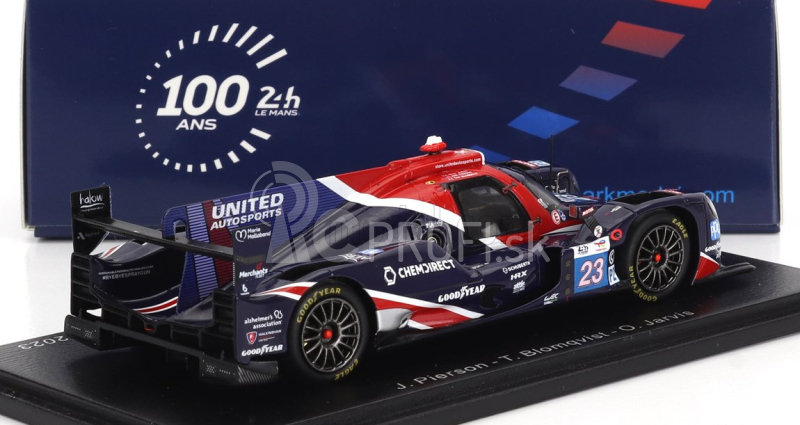 Spark-model Oreca 07 Gibson Gk428 4.2l V8 Team United Autosports N 23 24h Le Mans 2023 T.blomqvist - O.jarvis - J.pierson 1:43 Blue Red