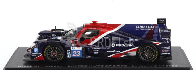 Spark-model Oreca 07 Gibson Gk428 4.2l V8 Team United Autosports N 23 24h Le Mans 2023 T.blomqvist - O.jarvis - J.pierson 1:43 Blue Red