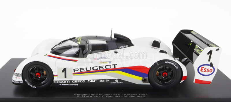 Spark-model Peugeot 905 Evo1bis Sa35 3.5l V10 Team Peugeot Talbot Sport N 1 Winner 24h Le Mans 1992 D.warwick - Y.dalmas - M.blundell - Con Vetrina - S vitrínou 1:18 White