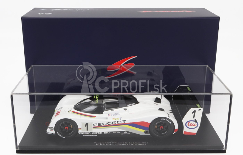 Spark-model Peugeot 905 Evo1bis Sa35 3.5l V10 Team Peugeot Talbot Sport N 1 Winner 24h Le Mans 1992 D.warwick - Y.dalmas - M.blundell - Con Vetrina - S vitrínou 1:18 White