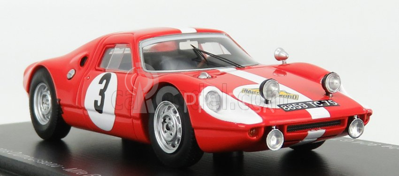 Spark-model Porsche 904 Gts N 3 Rally Des Routes Du Nord 1966 F.dumousseau - M.roques 1:43 Červená biela