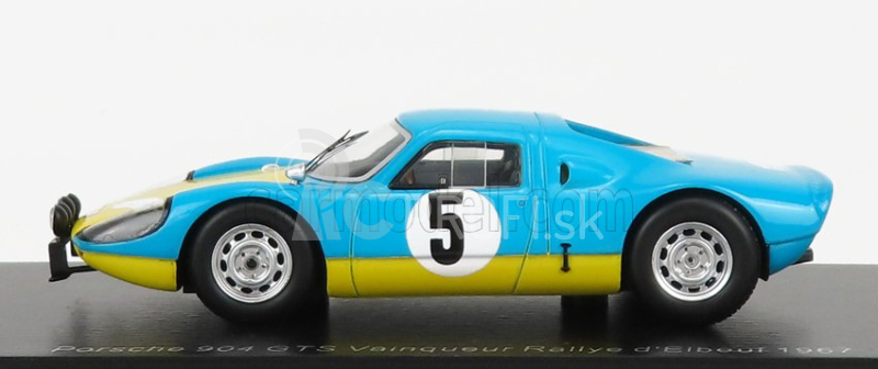 Spark-model Porsche 904 Gts N 5 Winner Rally D'elbeuf 1967 P.farjon 1:43 Light Blue Yellow