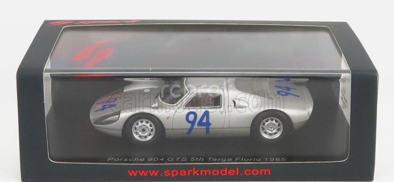 Spark-model Porsche 904 Gts N 94 5th Targa Florio 1965 A.pucci - G.klass 1:43 Strieborná