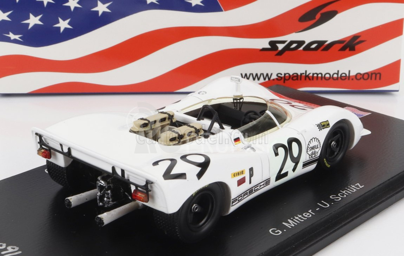 Spark-model Porsche 908/2 N 29 5. 12h Sebring 1969 G.mitter - U.schutz 1:43 Biela červená