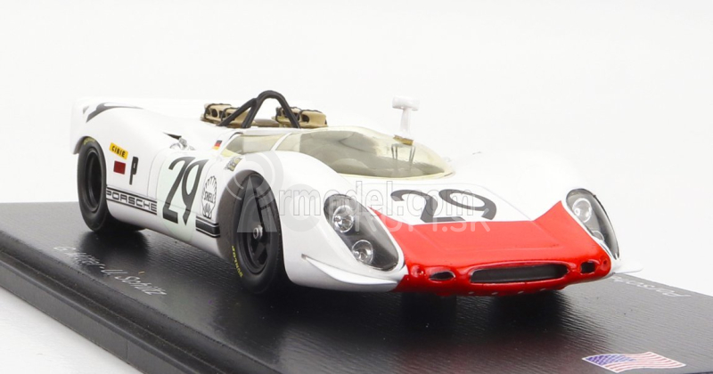 Spark-model Porsche 908/2 N 29 5. 12h Sebring 1969 G.mitter - U.schutz 1:43 Biela červená