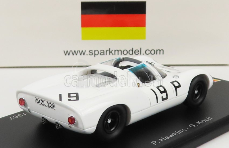 Spark-model Porsche 910 N 19 2nd 1000km Nurburgring 1967 P.hawkins - G.koch 1:43 Biela