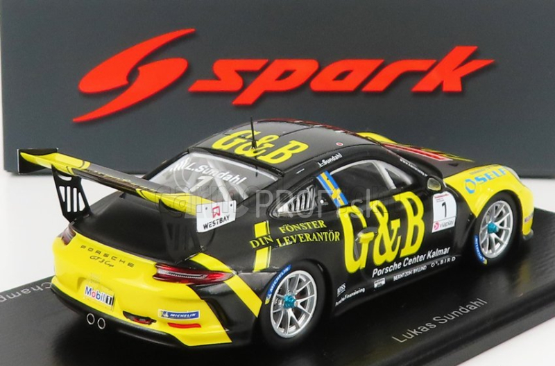 Spark-model Porsche 911 991-2 Gt3 Cup N 11 Porsche Carrera Cup Scandinavia Champion 2020 L.sundahl 1:43 Black Yellow