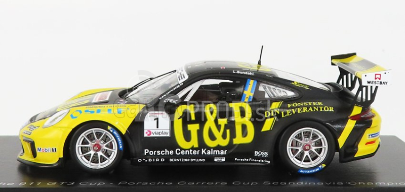 Spark-model Porsche 911 991-2 Gt3 Cup N 11 Porsche Carrera Cup Scandinavia Champion 2020 L.sundahl 1:43 Black Yellow