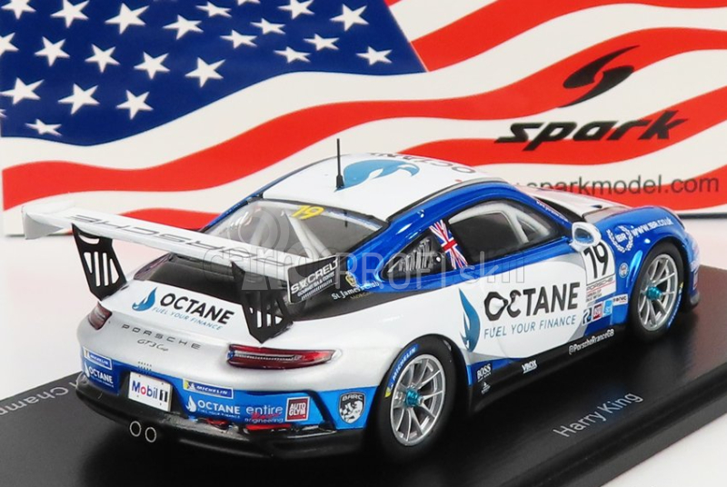 Spark-model Porsche 911 991-2 Gt3 Cup N 19 Porsche Carrera Cup Great Britain Champion 2020 H.king 1:43 Light Blue White