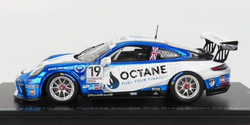 Spark-model Porsche 911 991-2 Gt3 Cup N 19 Porsche Carrera Cup Great Britain Champion 2020 H.king 1:43 Light Blue White