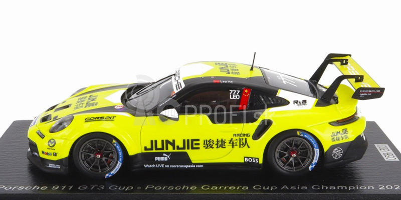 Spark-model Porsche 911 991-2 Gt3 Team Jungig N 777 Champion Asia Porsche Carrera Cup Season 2022 L.ye 1:43 Yellow Black