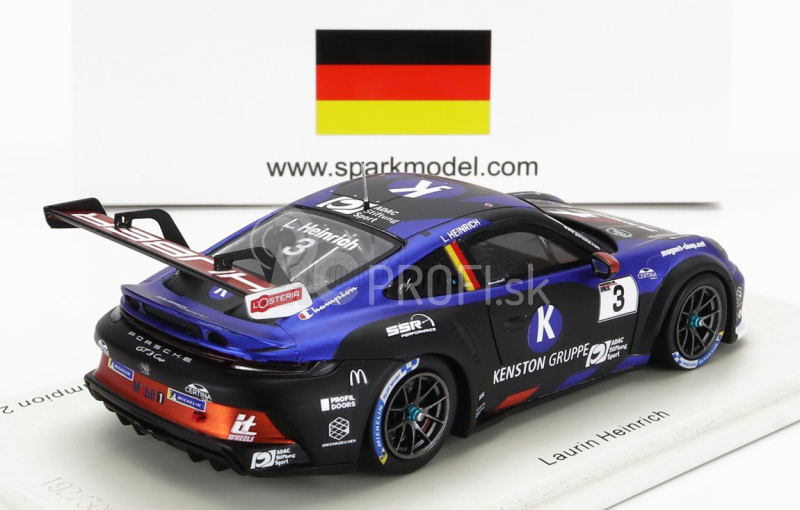 Spark-model Porsche 911 991-2 Gt3 Team Kenston N 3 Champion German Porsche Carrera Cup Season 2022 L.heinrie 1:43 Black