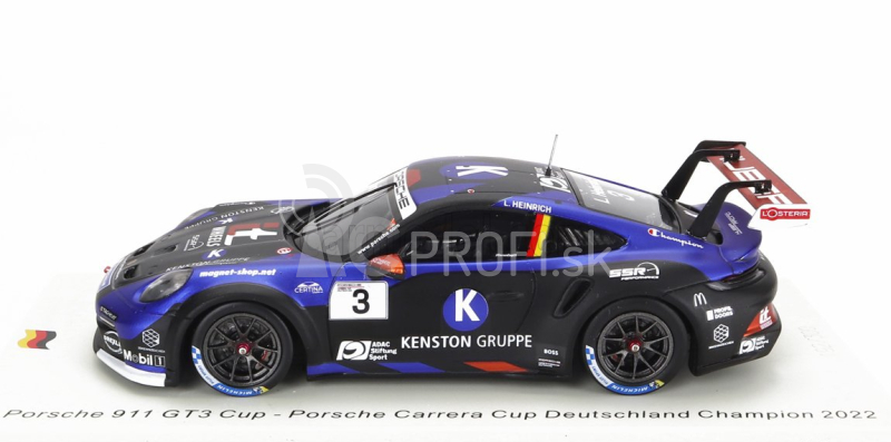 Spark-model Porsche 911 991-2 Gt3 Team Kenston N 3 Champion German Porsche Carrera Cup Season 2022 L.heinrie 1:43 Black