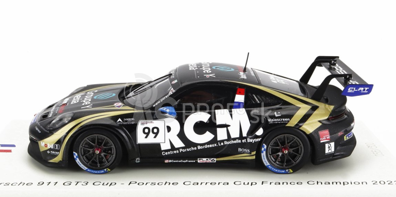 Spark-model Porsche 911 991-2 Gt3 Team Rcm N 99 Champion Francúzsko Porsche Carrera Cup Sezóna 2022 M.klein 1:43 Black