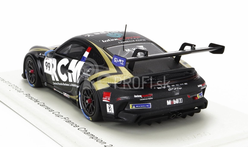 Spark-model Porsche 911 991-2 Gt3 Team Rcm N 99 Champion Francúzsko Porsche Carrera Cup Sezóna 2022 M.klein 1:43 Black