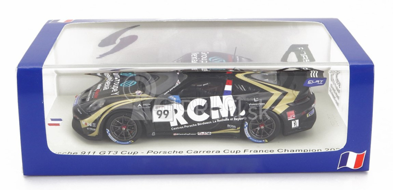 Spark-model Porsche 911 991-2 Gt3 Team Rcm N 99 Champion Francúzsko Porsche Carrera Cup Sezóna 2022 M.klein 1:43 Black